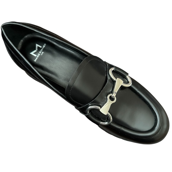 Marc Fisher Wilmer Platform Leather Horse Bit Loafer Black Chunky Sole Size 9.5 - Picture 3 of 11